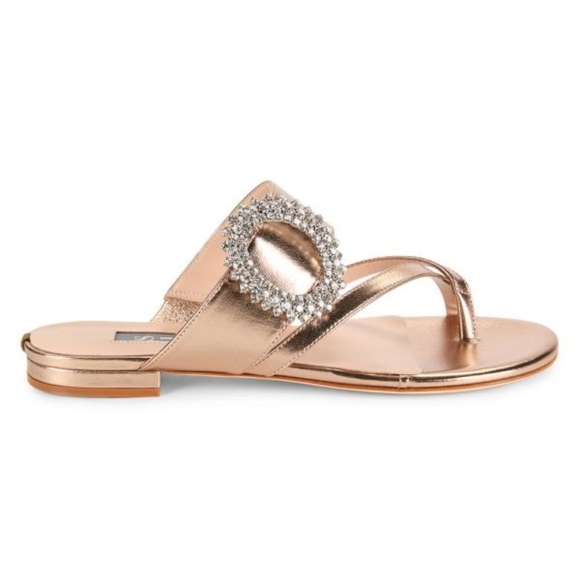 SJP by Sarah Jessica Parker Jinx Crystal Buckle Flat Sandals - Picture 9 of 9